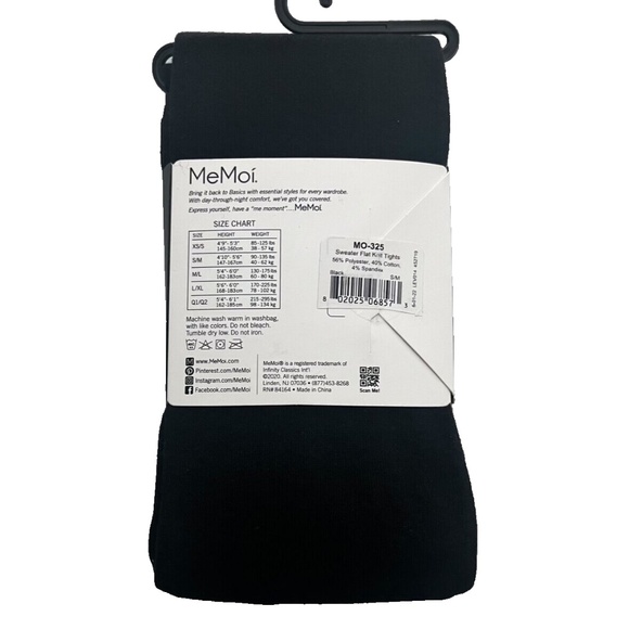 MeMoi Women's Cozy Brooklyn Flat Knit Sweater Tights, Black Size S/M - Picture 4 of 7